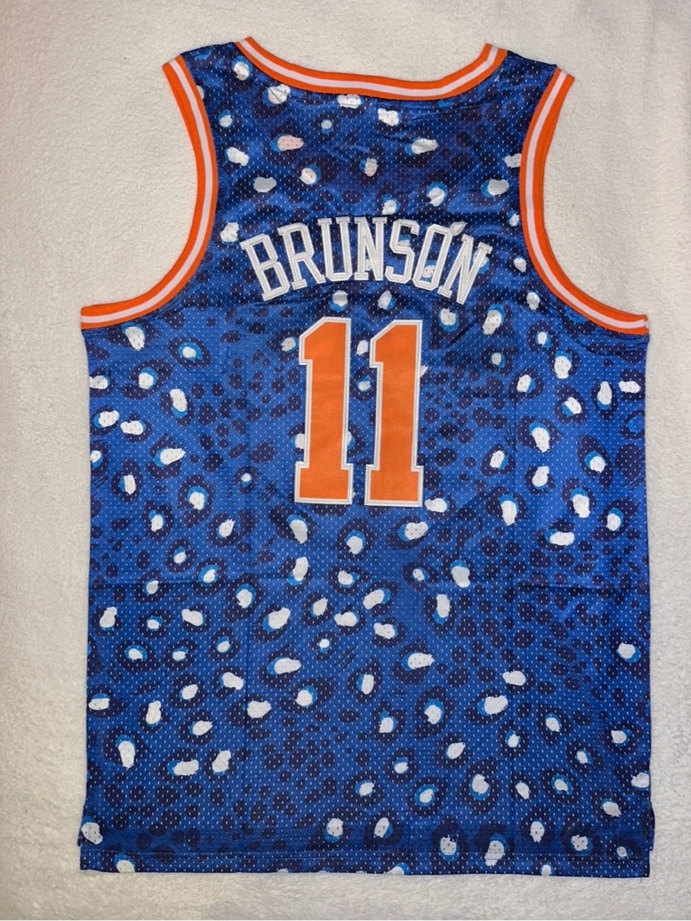 Jalen Brunson #11 Blue/Orange New York Knicks Sewn Basketball Jersey Men’s Large